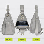 Antik Kraft Tasha Crossbody Sling (Grey) | Vegan Leather Crossbody Bag for Women with 16-20" Strap | Sling Bags for Women with Durable Antique Brass Hardware | 7in x 2.5in x 12.5in |