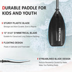 Kayak Paddles for Kid with Aluminum Shaft and PP Blade, Floating Kayaking Oars for Youth and Junior, Adjustable 163-183cm/64-72 Inches