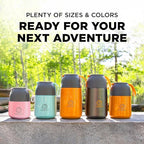 ENERGIFY Vacuum Insulated Food Jar. Large 24oz Bowl incl. Folding Spoon, Cup. Wide Mouth Keep Hot & Cold Drinks Soup Lunch Container for Adults. BPA-Free Stainless Steel, Leak Proof Grey