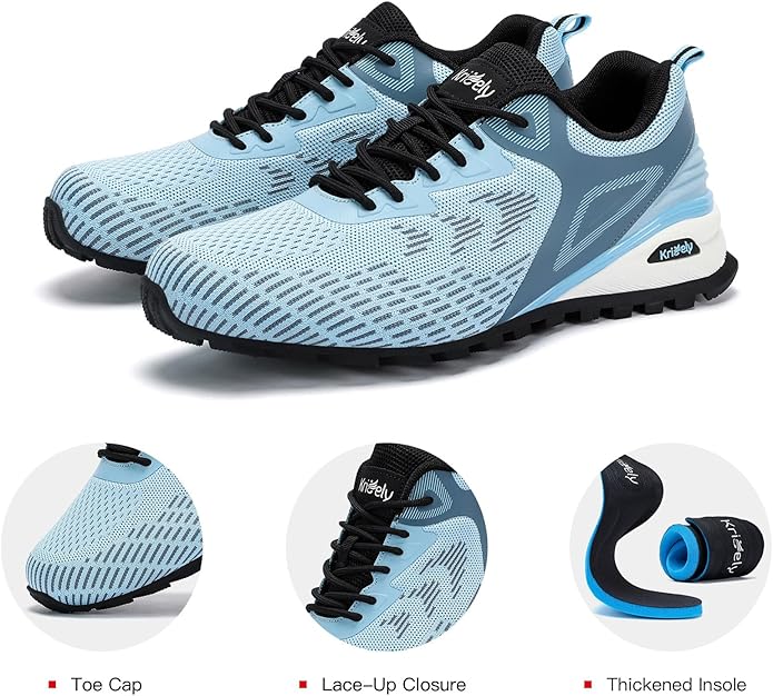 Kricely Men's Trail Running Shoes Non Slip Hiking Shoes Tennis Shoes Fashion Sneakers Workout Footwear
