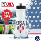 50 Strong Sports Water Bottles – Reusable 22 oz BPA-Free Plastic Bottles with Pull Top Cap – Made in USA – Top Rack Dishwasher Safe – Fits Most Bike Cages Brand