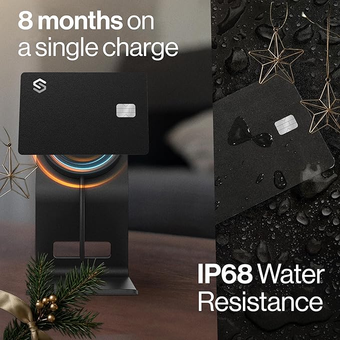 SPOTMINDERS Apple MFi Certified Credit Card Wallet Tracker PRO 4-Pack (iOS Only) Works with Apple Find My Rechargeable Tracking Card for Wallet IP68 0.07in Slim iPhone Item Finder for Luggage or Purse