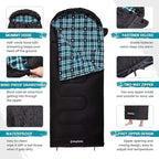 KingCamp Sleeping Bag for Adults, Cold Weather & Warm XL Big and Tall Flannel Sleeping Bags with Compression Sack Portable Waterproof Essentials Gear Accessories for Outdoor Camping