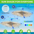 Beach Tent UPF50+ Sun Shade Canopy with Sandbags, 4 Stability Poles, Ground Pegs, Flying Disc Sand Shovel, Lightweight Sunshade Shelter, 7ft Tall for Outdoor Trips, Camping and Sports