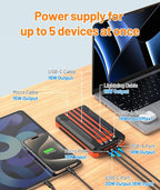 Power Bank Solar Charger 46800mAh Built in 4 Cables 3 Foldable Solar Panels, PD20W Fast Charging Portable Charger, LED Display Powerbank USB C in/Output, External Battery Pack with SOS Camping Light