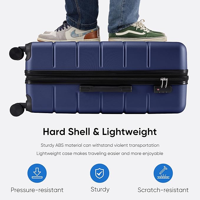 OLIXIS 29 Inch Luggage, Hardside Checked Suitcase with Spinner Wheels, Lightweight ABS Hard Shell Travel Luggage, TSA Approved Lock, Expandable Large Suitcase for Business & Travel–Blue