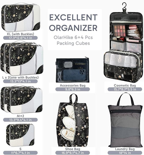 10 Set Packing Cubes for Travel, Gifts for Women Mom,Anti-Tearing Suitcase Organizer,OlarHike Vacation Essentials & Accessories for Cruise Ship