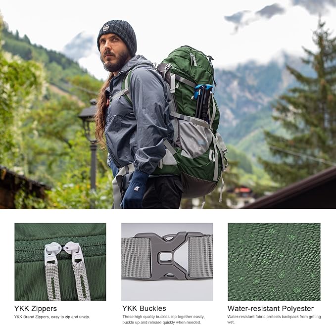 MOUNTAINTOP 70L Internal Frame Backpack Camping Backpacking Hiking Backpack for Men Women with Rain Cover