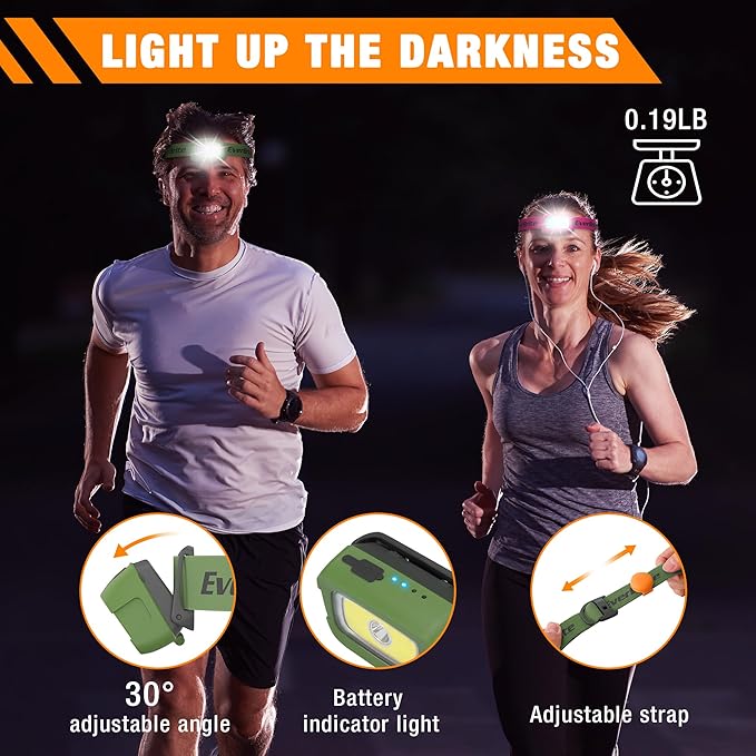 EverBrite Rechargeable Headlamp, 350 Lumens Headlamp with Red Light and Memory Function, 7 Modes Running Headlamp, Bright Headlamps for Camping, Fishing, Hunting, Night Vision