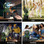 Odoland Portable Camping Fan with LED Light, 30000mAh Rechargeable Battery Operated Oscillating Fan with Remote & Hook, 6L Bucket Misting Fan for Outdoors Patios,Travel,Jobsite, Green