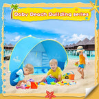 Monobeach Baby Beach Tent with Beach Sand Toys Pop Up Portable Shade Pool UPF50+ UV Protection Sun Shelter for Infant with Easy Set Up Canopy (Blue with Toys)