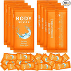 Treela 300 Pcs Bulk Deodorant Large Body Wipes Individually Wrapped Wet Wipes Travel Size for Adults Shower for Homeless Supplies Hygiene Personal Cleansing for Hiking Gym(7.09" X 9.84",Orange)