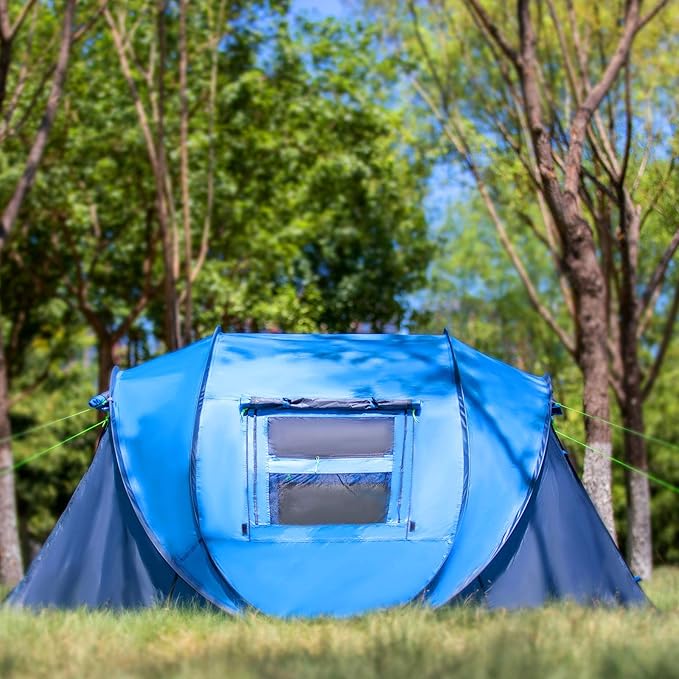 4 Person Easy Pop Up Tent,9.5’X6.6’X52'',Waterproof, Automatic Setup,2 Doors-Instant Family Tents for Camping, Hiking & Traveling