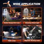 Saker Portable Camping Light with Stand 73.2" Rechargeable Work Light 800/3200 Lumen 4000/6500K Dimmable Emergency Flashlight for Garage, Outdoor Work, Power Outages, Fishing LD10 Orange