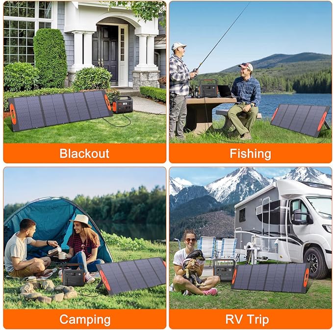N-Type 16BB 120W Portable Solar Panel for EF/Jackery/Bluetti/Anker Power Station 25% High Efficiency Foldable Solar Panel Charger with QC3.0 USB-A &Type-C Output IP68 for Outdoor Camping RV