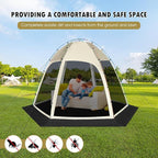Screen Tent with Removable Floor, Siebwin 10'x10' Six-Sided Gazebos with Mosquito Netting Sunproof Outdoor Canopy Tent for 4-6 People Family Backyard Party Outside Activities