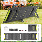100W Portable Foldable Solar Panel, High Efficiency, DC（5525）/USB-A,USB-C Outputs, 10 DC Adapters, Monocrystalline Silicon, IP67 Waterproof – Your Perfect Outdoor Companion! RV，Camp，Road Trip..