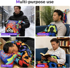 3 in 1 Travel Pillow Blanket Set with Removable Flannel Blanket Throw,Hand Warmer Pockets,Pillow (Color4, 50in*60in)