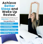 Sidney Sleep Set of 2 Queen Size Bed Pillows for Side and Back Sleepers - Adjustable Filling - Memory Foam Pillows for Neck and Shoulder Pain - Customizable Loft - Extra Foam Included (Blue)