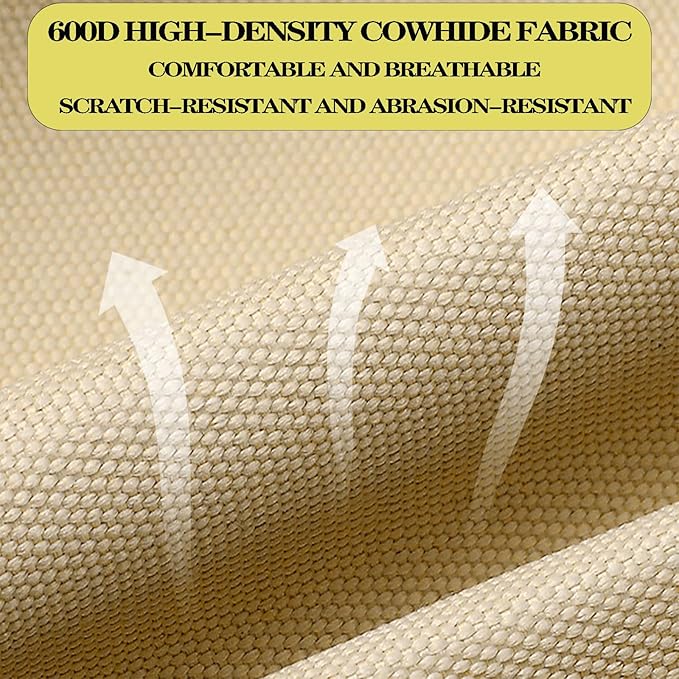 Adjustable Portable Folding Camping Chair with High Back, Side Pockets, Headrest, Lightweight Lawn Chair for Outdoor Camping, Beach, Leisure and Adults (Khaki Cotton Thickened)