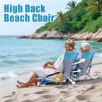 Lamberia Folding Beach Chair for Adults 2 Pack, Portable Low Beach Chairs with 300lbs Capacity, Lightweight Fodable Camping Chair for Travel, Picnic, Concert & Outdoor Activities, Blue