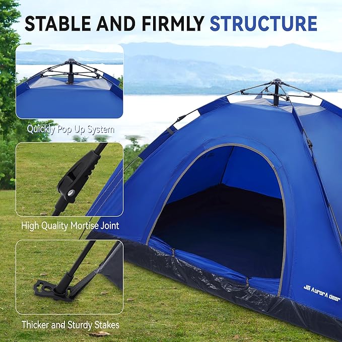 1/2/3/4 Person Tents Waterproof&Windproof Family Tents Camping-Tent,Lightweight Portable Pop Up Tent for Camping,Hiking,Mountaineering or Beach Easy to Set Up Adventures Carry Bag
