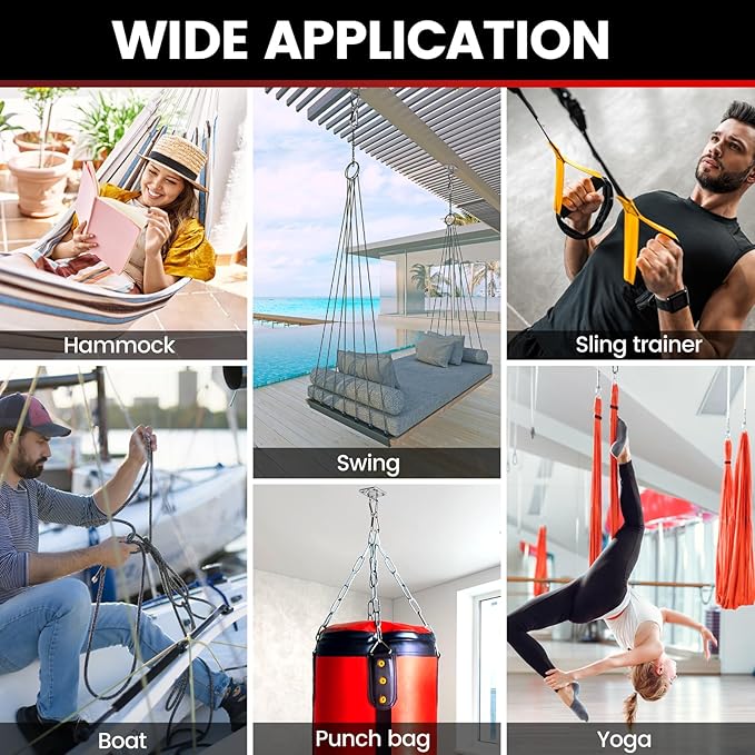 sprookber 304 Stainless Steel Pad Eye Snap Hooks, M8 Heavy Duty Ceiling Hook, 1200 lb Capacity Hammock Swing Hanging kit, Plant Hangers, Marine Hardware Staple Hook Loop with Screws, Set of 8