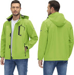 TACVASEN Men's Rain Jacket Lightweight Windbreaker with Hooded Water Resistant Outdoor Raincoat for Hiking Travel Camping