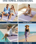 LANE LINEN Beach Towels 4 Pack Oversized - Turkish Towel Set, Pre-Washed Oversized Beach Towel, Quick Dry Beach Towels for Travel, Large Pool Towels, 39"x71" - Day Break