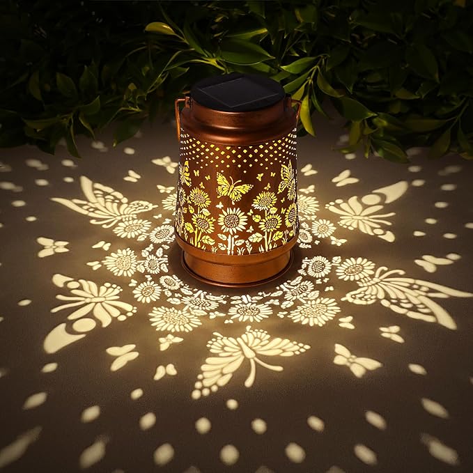 Solar Lanterns Outdoor Waterproof Garden Decor, Metal LED Garden Light,for Yard, Patio, Lawn, Tabletop, Pathway, Landscape,Walkway, Terrace, Balcony as Gifts for Mom Grandma Women(Butterfly)