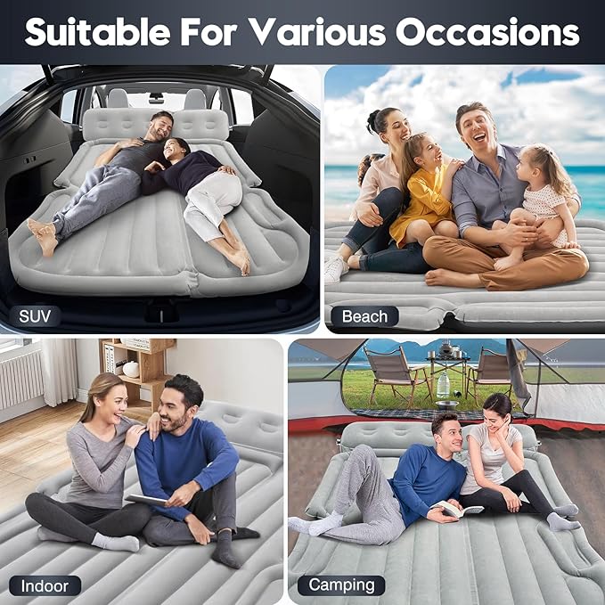 Shademax SUV Air Mattress Inflatable Car Air Mattress for Toyota 4runner RAV4, Jeep Wrangler, Ford Explorer Mattress Outdoor Travel Camping Car Bed with Built-in Pillow for SUV Trunk & Back Seat