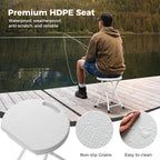 Goplus Folding Stool, 4 Pack 18 inch Foldable Camping Stool for Adults with 440 lb Capacity, Portable Plastic Fold up Stool, Collapsible Round Stool with Handle for Fishing Hiking Gardening BBQ, White