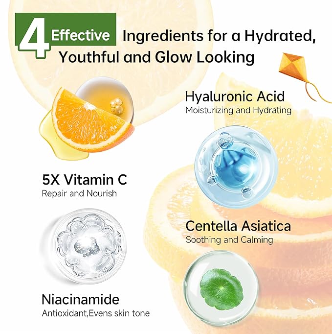 Glown 6-Piece Hydrating Skincare Set with Vitamin C & Niacinamide | Face & Body Care Kit with Cleanser, Toner, Serum, Moisturizer, Eye Cream & Body Lotion | Self-Care Gift Set for Women
