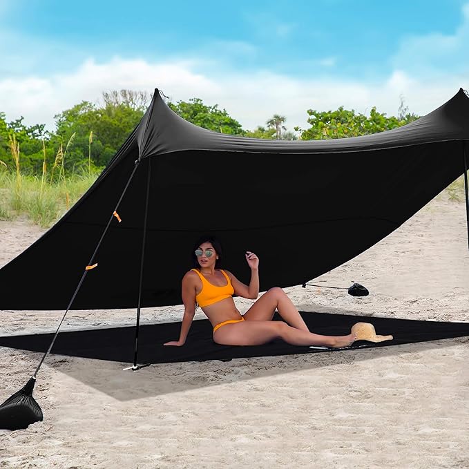 Red Suricata Sand Free Beach Mat – Large Sandproof Beach Blanket, Sandless, Waterproof – Fits and Matches Beach Canopy - Oversized Sand Proof Beach Mats for Outdoor, Picnic, Camping (Medium, Black)