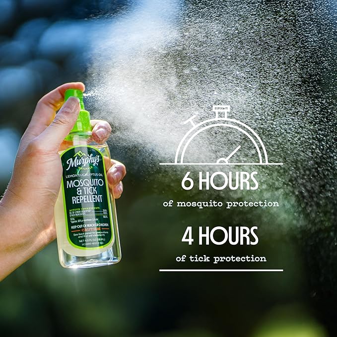 Murphy's Naturals Mosquito & Tick Bug Repellent Spray, Oil of Lemon Eucalyptus for Skin + Outdoor Gear, DEET-Free, 4 Ounce Pump, 2-Pack