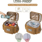 QT&QY Tactical Lunch Bag for mens Military heavy duty lunch box work Leakproof insulated Durable Thermal Cooler Bag for Adult Meal for Office Camping Picnic Pail MOLLE Webbing Khaki