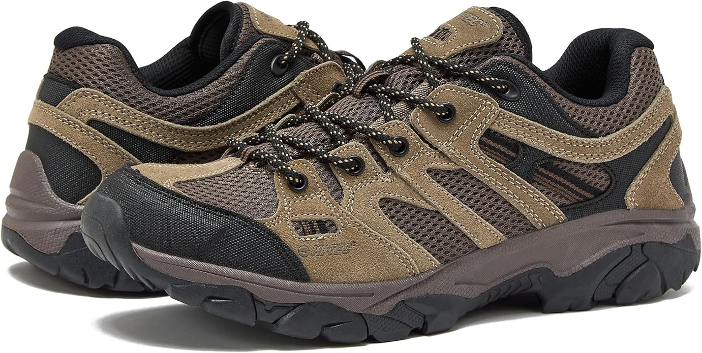 HI-TEC Ridge Low Waterproof Hiking Shoes for Men, Lightweight Breathable Outdoor Trekking and Trail Sneakers, Sizes 7 to 15, Medium and Wide Width
