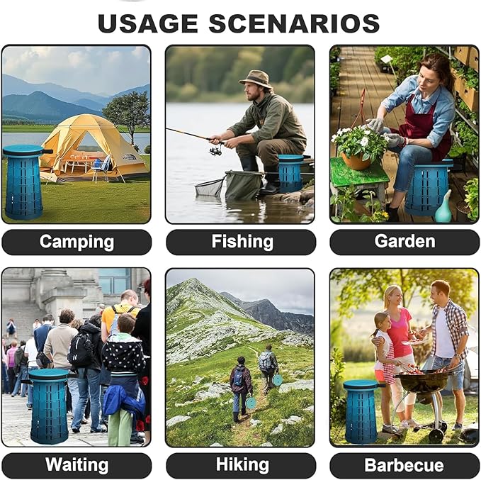 Ultra-Lightweight Collapsible Stool - Portable Folding Seat for Camping, Hiking, Travel & Outdoor Activities (Gradient Blue)