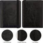 WALNEW Passport Holder for Travel, RFID Passport Cover Wallet for Women Men, PU Leather Passport Book Card Holder Case with Pen, Travelling Essentials for Flying