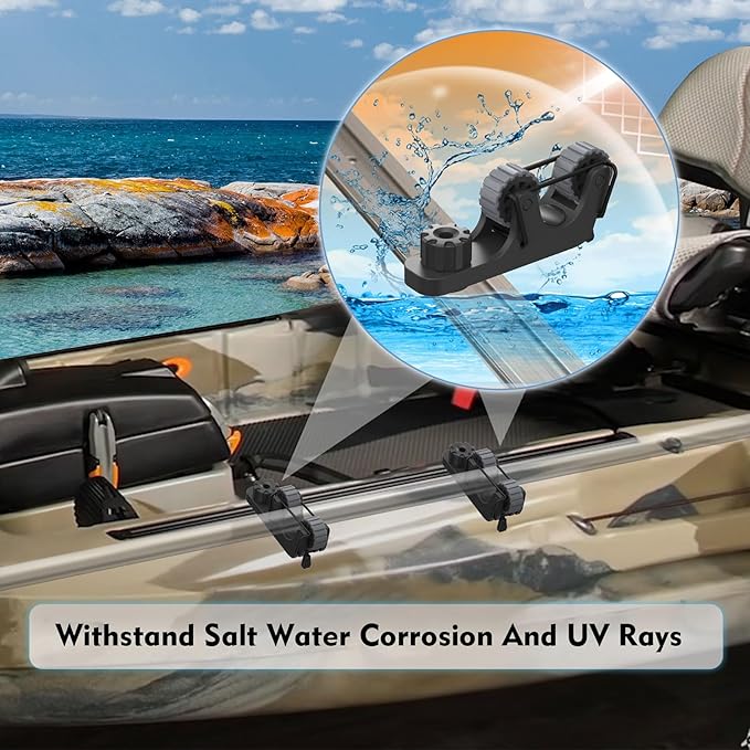 1006 2 PCS Adjustable Kayak Paddle Holder Track Mount Fits Various Shaft Diameters –Universal Rail Mount for Paddle, Fishing Rod, Net – Kayak Accessories for Fishing & Touring