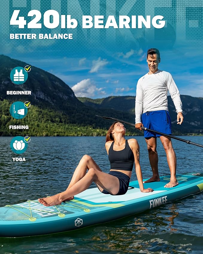 11’×34"×6" Extra Wide Inflatable Stand Up Paddle Board, Sup Board with Removable Fins, Backpack, Floating Paddle, Safety Leash, Floating Phone Case for Adults & Youth of All Skill Levels