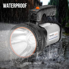 Rechargeable Searchlight Handheld LED Tactical Flashlight with Handle Spotlight High-Power Super Bright Torch with USB Output Torch (Silver)