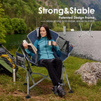 Oversized Hammock Camping Chairs, Folding Swing Chair with 1-Step Design, Swinging Hammock Chair with Adjustable Backrest, Lumbar Support & Headrest for Outdoor&Indoor, Support 400LBS, Blue