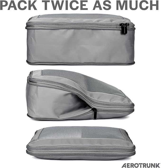 Compression Packing Cubes for Travel - Luggage Organizer Bags - Double Zipper Packing Cubes for Suitcases (6-Pack, Dark Grey)