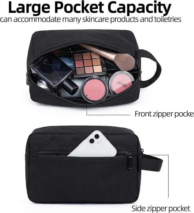 DSYSC Travel Toiletry Bag for Women Men, Small Makeup Bag, Water-Resistant Cosmetic Bag, Cosmetic Pouch, Traveling Dopp Kit, Travel Essentials Accessories (Red)