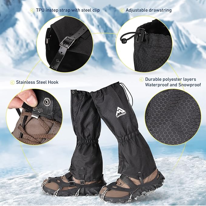 Gaiters for Hiking – Waterproof and Breathable Leg Gaiters for Women and Men Boots, Adjustable Lightweight Shoes Gaiters for Hunting, Hiking, Mountaineering, Snow Gaiters for Hiking Boots