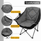 Northroad Oversized Foldable Camping Chair with Cell Phone Holder,Outdoor Padded Lawn Chair w/Cup Holder,Carry Bag for Beach, Hiking, and Picnics,Heavy-Duty 300-lbs Capacity, Black