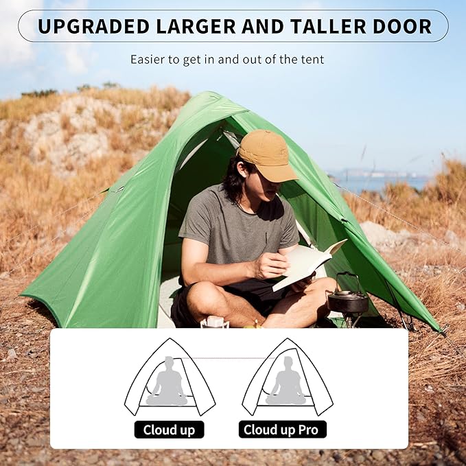 Naturehike Cloud-Up 1 Person Tent, Lightweight Backpacking Tents for One Man, Waterproof Ultralight One Person Tent for Camping Hiking Backpacking