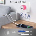 AILKIN 2 Pack Dual USB Wall Chargers, 2.1A, Compatible with iPhone, Samsung, LG, Moto, Kindle, Fast Charging, UL Certified