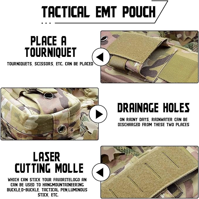 Tactical Trauma Kit Emergency First Aid Stop The Bleed Ifak Refill, Ifak Med Kit Trauma Refill Military Medical Supplies Kit Pack for Duty Belt